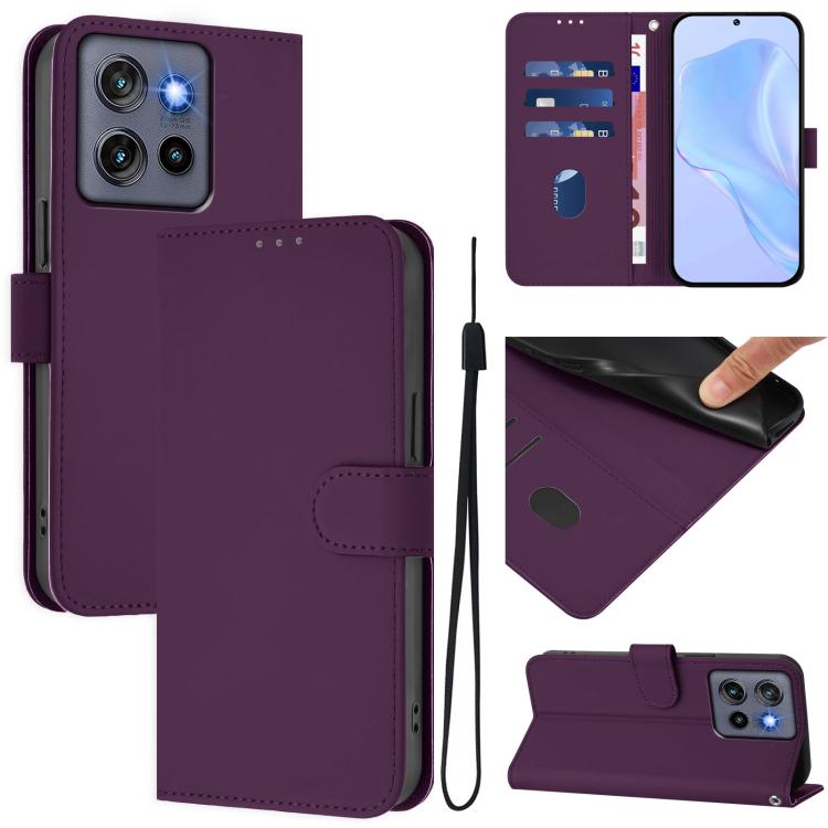 

Кожаный чехол для телефона Skin Feel Solid Color с ремешком For Motorola Moto G Stylus 5G 2025