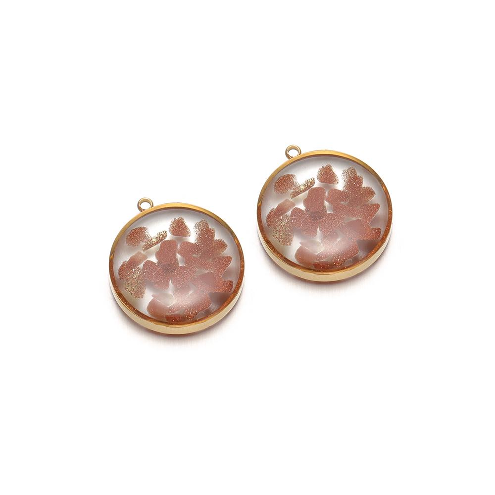 4Pcs Stainless Steel 20mm Round Transparent Glass Enamel Flower Charms for DIY Jewelry Necklace Pendant Bracelet Earrings Making