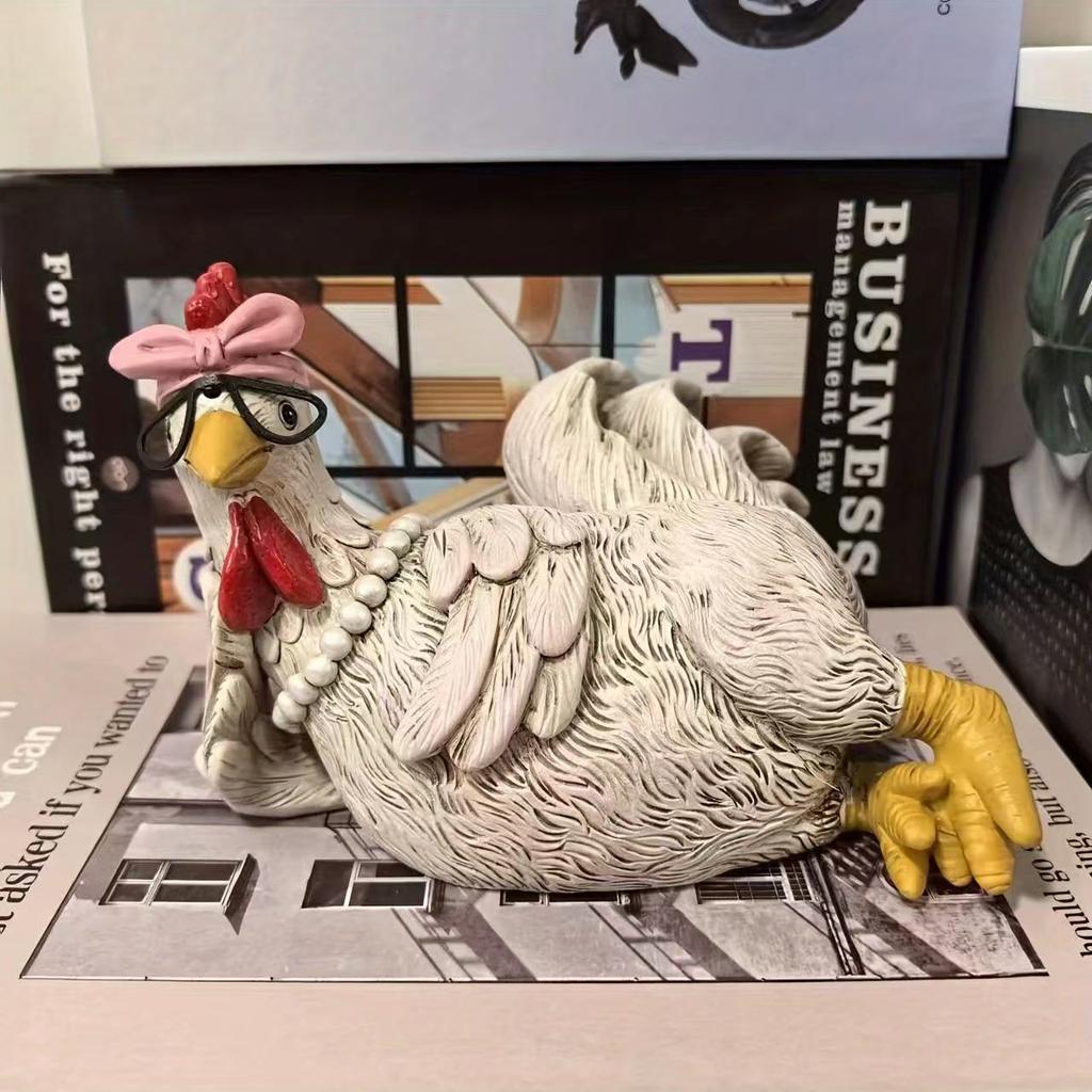 Rooster Statue Decor Statues Resin Garden Farm Yard Lawn Chicken Hen Sculpture Stake Art Craft Courtyard Housewarming Decoration