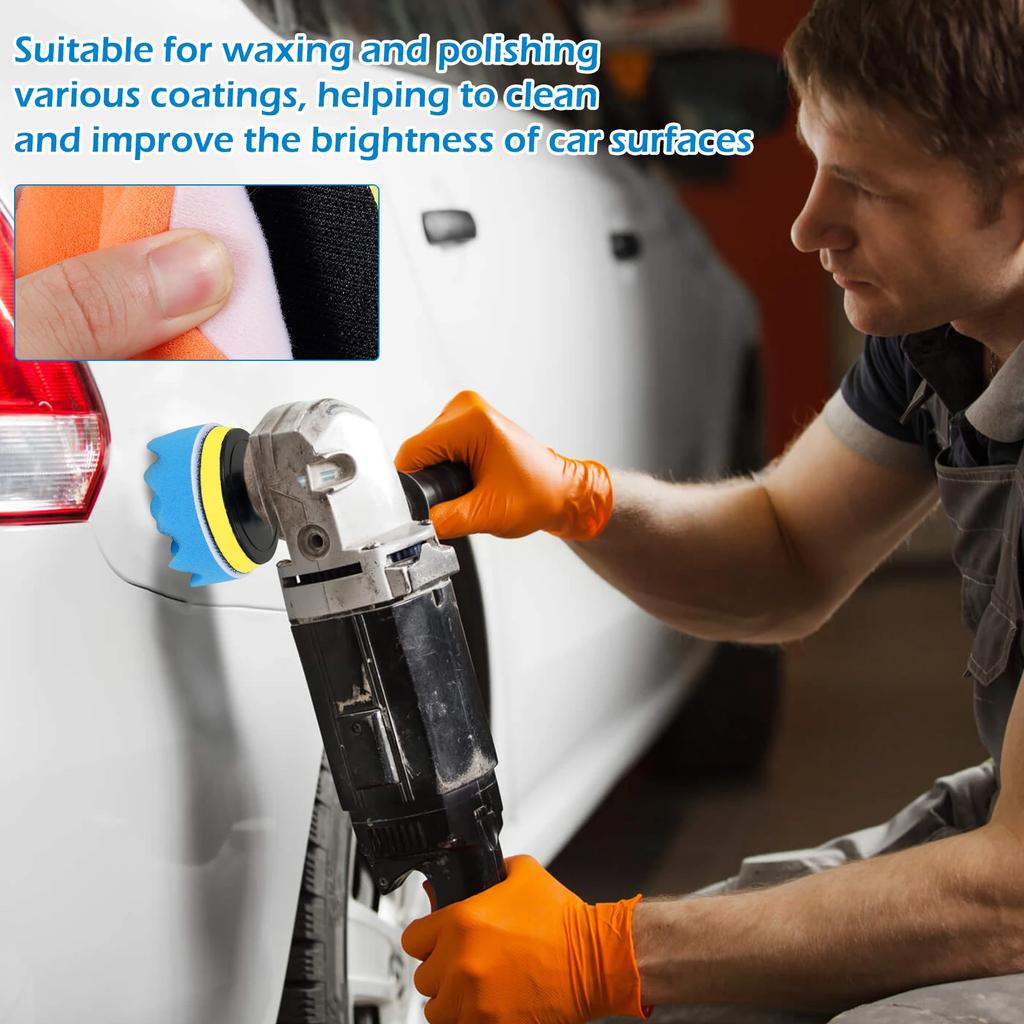 29PCS Car Polishing Sponge Pads Kit Foam Pad Buffer Kit Polishing Machine Wax Pads for Auto Motorcycle vehicle Removes Scratches