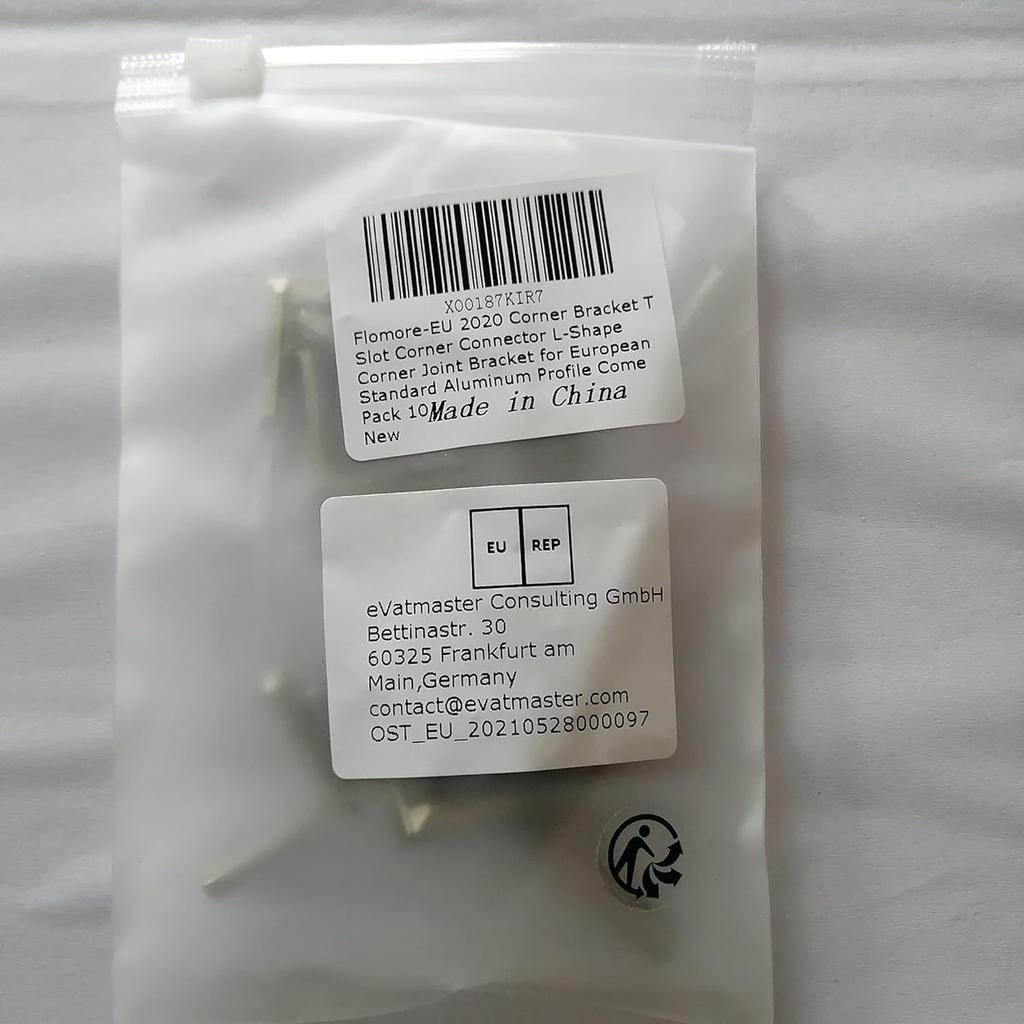 2020 Corner Bracket T Slot Corner Connector L-Shape Corner Joint Bracket for European Standard Aluminum Profile Come with Screws (Pack of 10)