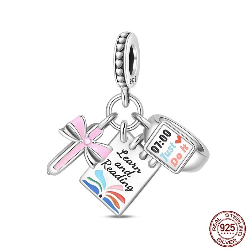Brand New Model Back to School Perfect Gift Charm Bead Component Bead Components Copper Metal Backpack Sports Watch Study Earphones Pendant Bead