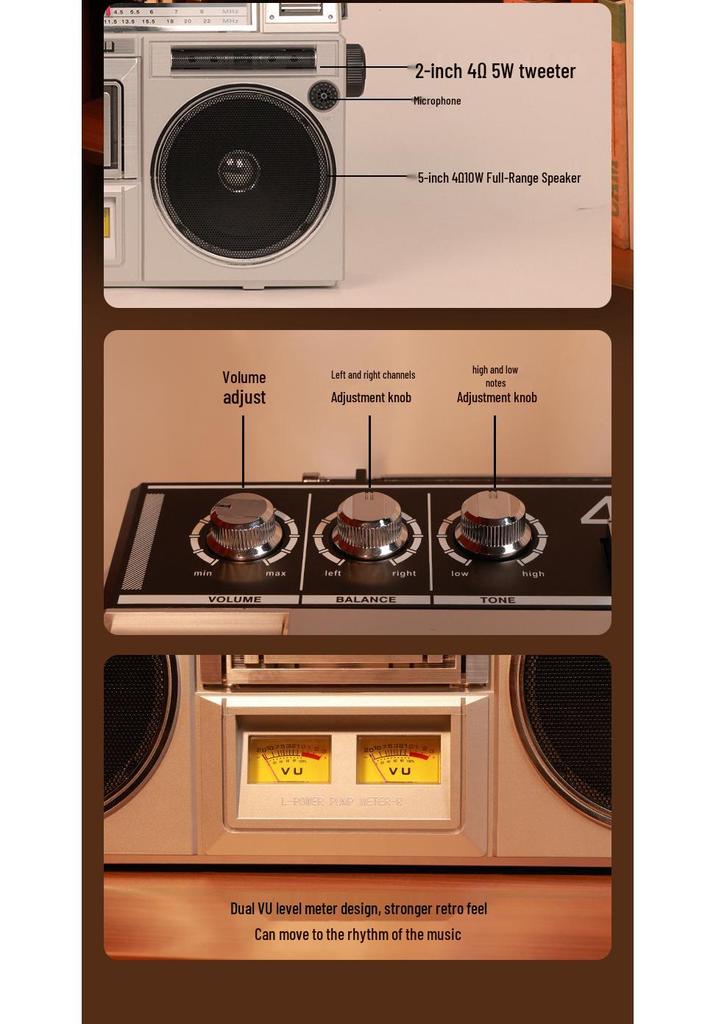 Retro 80s Cassette Player & Bluetooth Speaker with Subwoofer