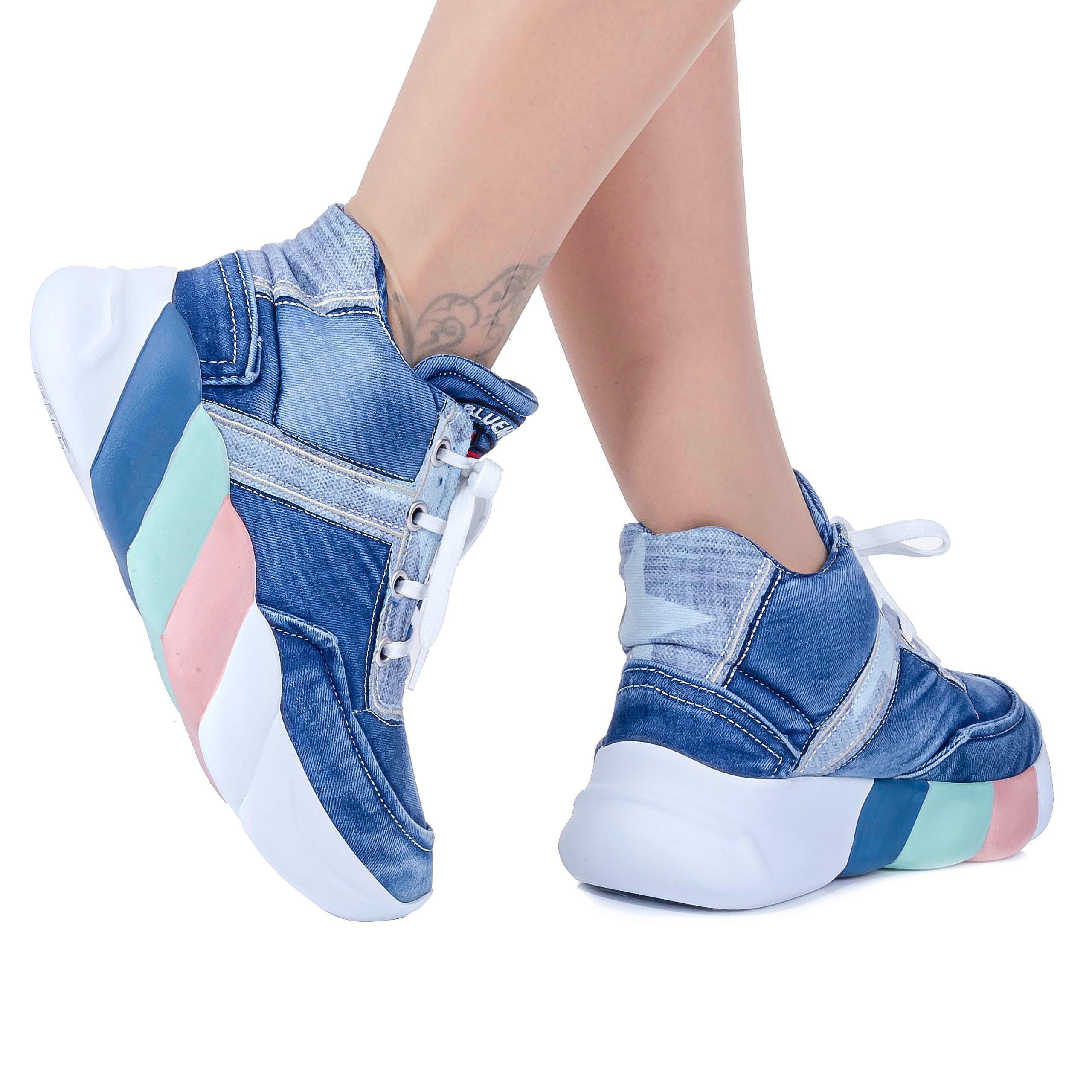 Zapatos deportivos de jeans, zapatos deportivos de mujer hechos a