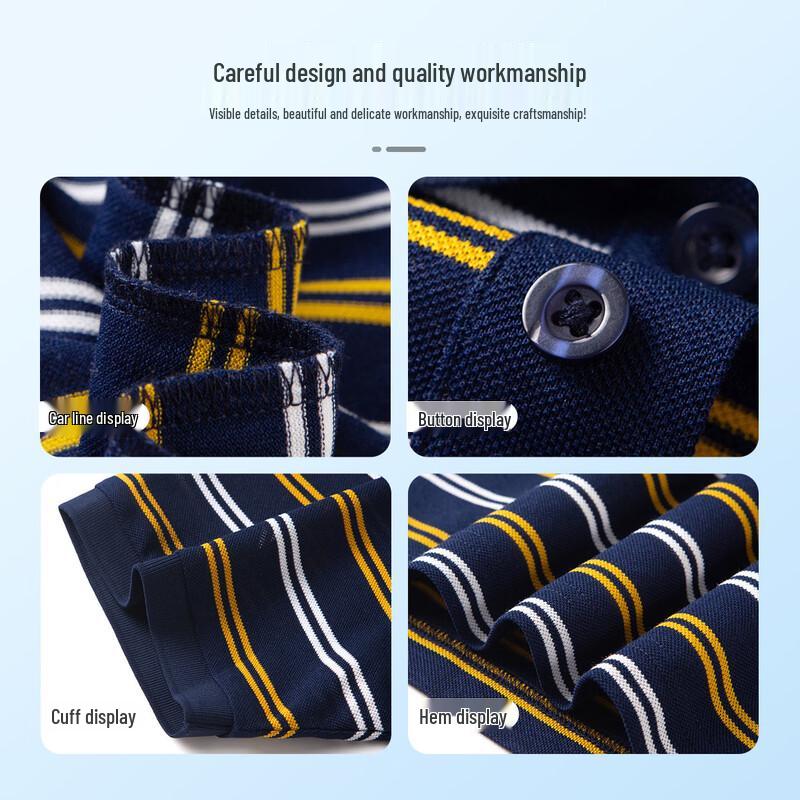 MONTAGUT Men's Silk Blend Striped Short Sleeve Polo Shirt