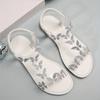 Elegant Rhinestone Butterfly Women's Sandals - Transparent Elastic Straps, Flat Comfortable PVC & Rubber Summer Beach Shoes for Outdoor Vacations