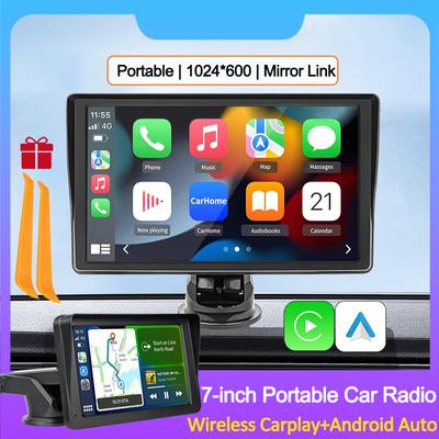 נגן וידאו מולטימדיה לרכב CarPlay Android Auto 7 אינץ' מסך מגע נייד עם רדיו AUX למצלמת רוורס כרטיס TF 32GB