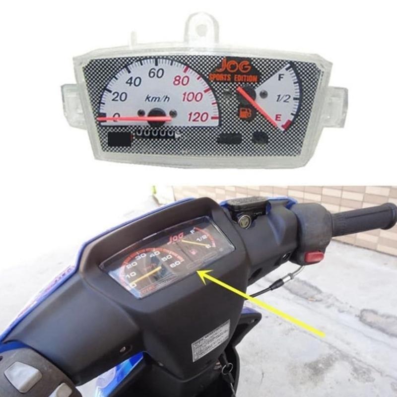Motorcycle Meter Panel Speedometer Assembly for JOG50 JOG90 3KJ 3YK Models, Replacement Cluster With Speed Scale Fuel Level and Odometer Window