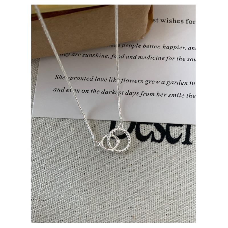 Women Simple Double Ring Clavicle Necklace Minimalist Fashion Personalized Jewelry
