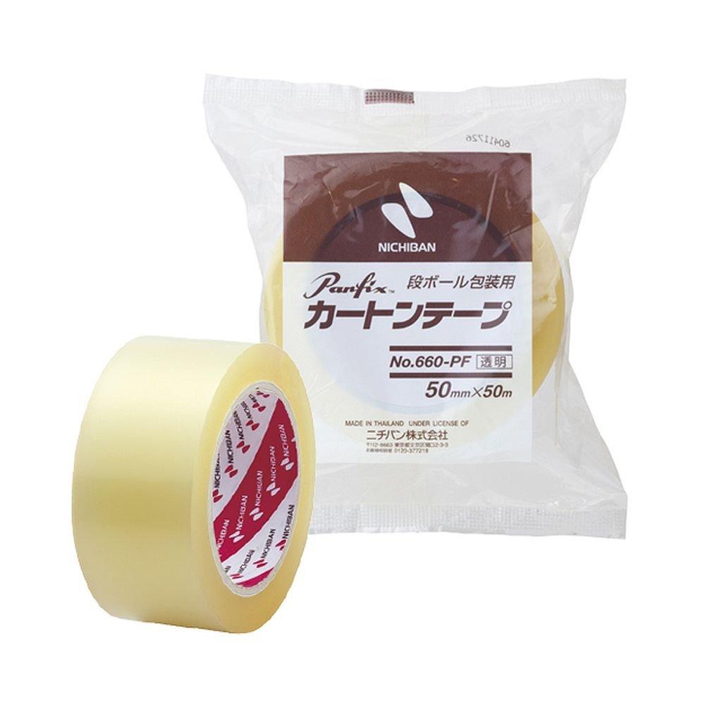 Nichiban 660PF50 Carton Tape No. 660PF Transparent, 2.0 inches (50 mm) x 166.9 ft (50 m)