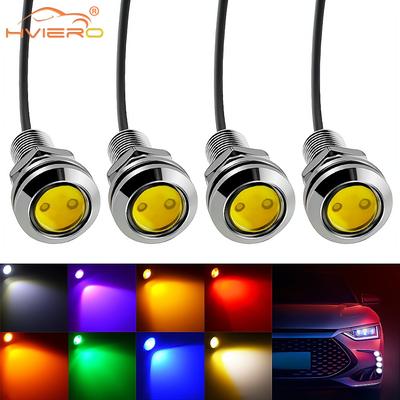 4 pièces Auto DRL12V LED Œil d'Aigle Coque Argentée Ampoule Feux de Jour Clignotant 18mm Lampe de Recul Parking Brouillard