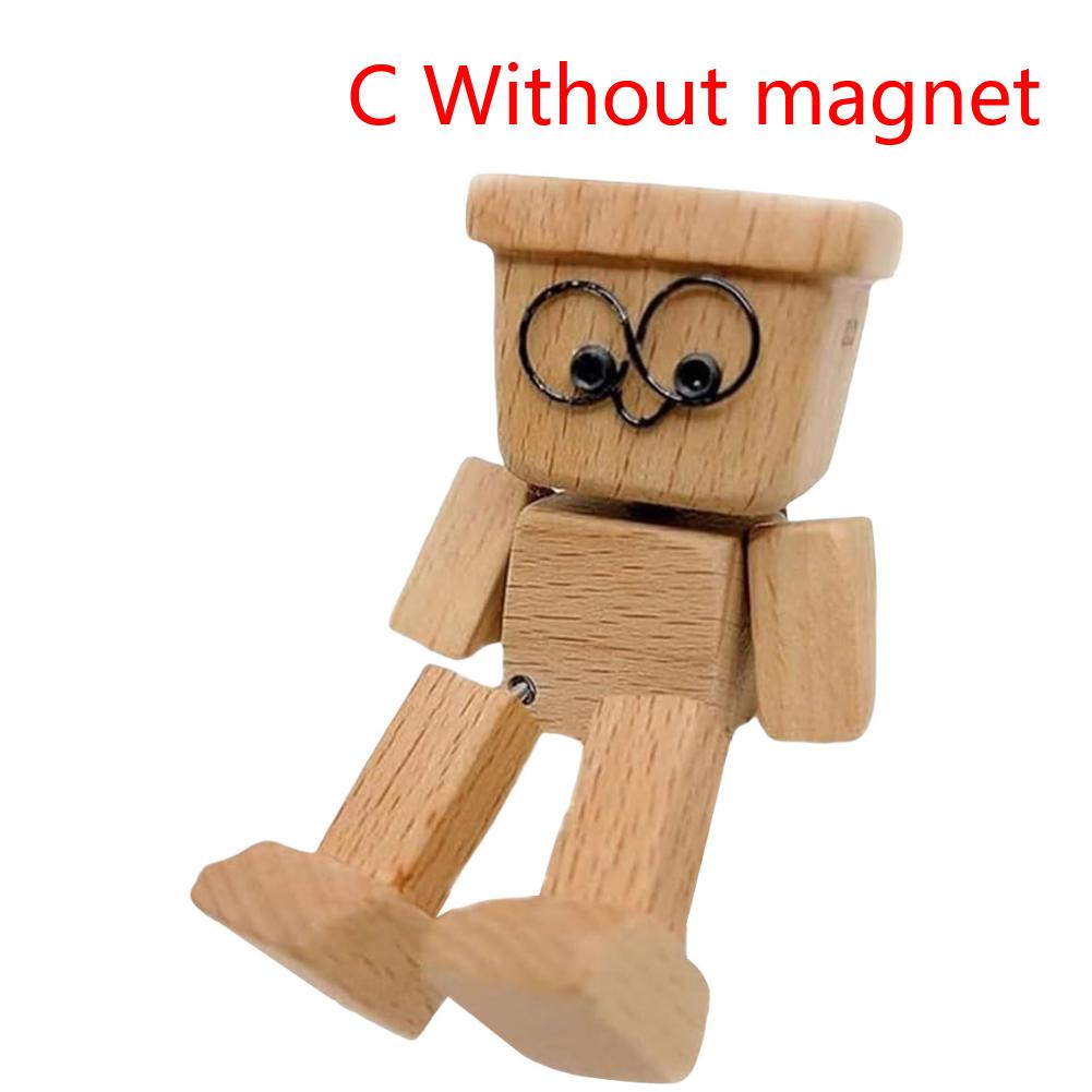 Shaking Wooden Man Figurine Funny Bobblehead Car Dashboard Decor Little Nerdy Dolls Car Accessories Car Ornaments Creative Gifts
