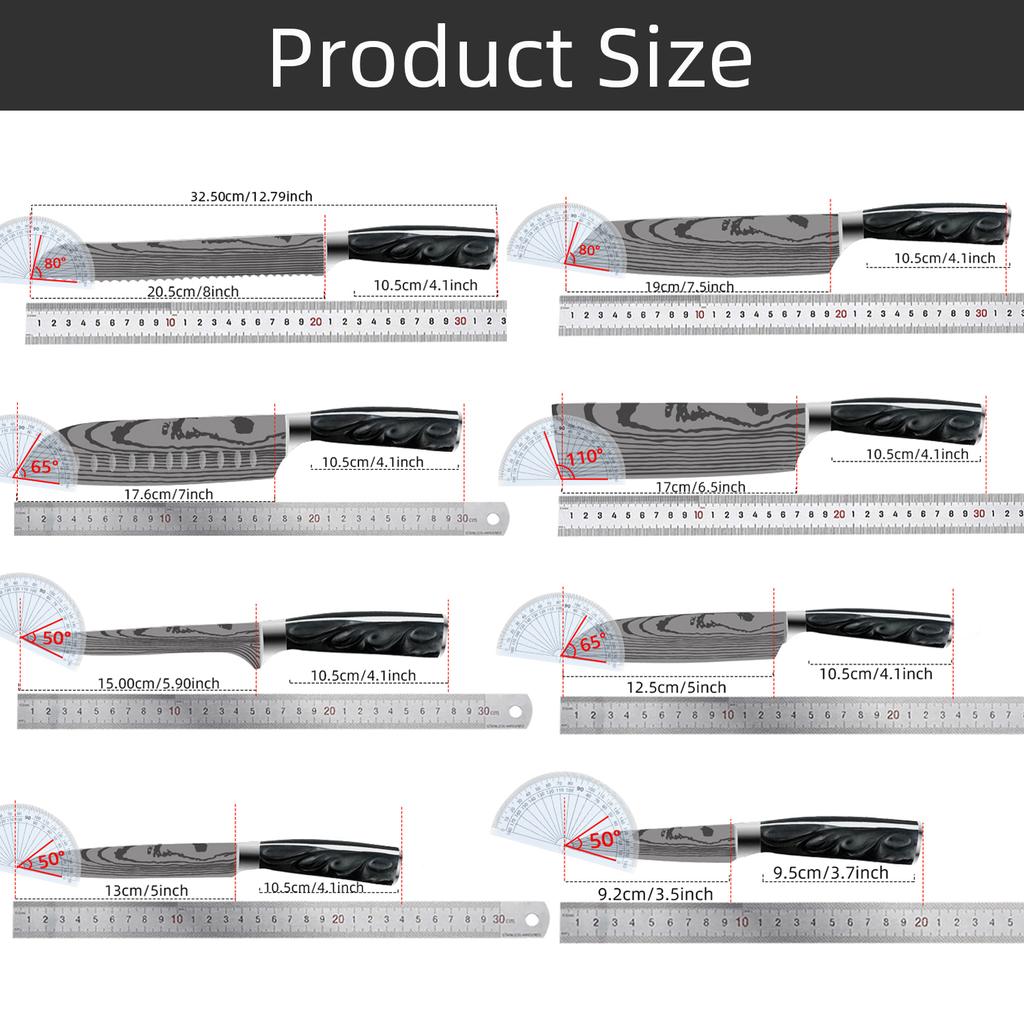 Kitchen Knife Japanese Chef Knife Damascus Steel Laser 7CR17 Meat Cleaver Santoku Butcher Knife Cooking Tools for Fish Vegetable