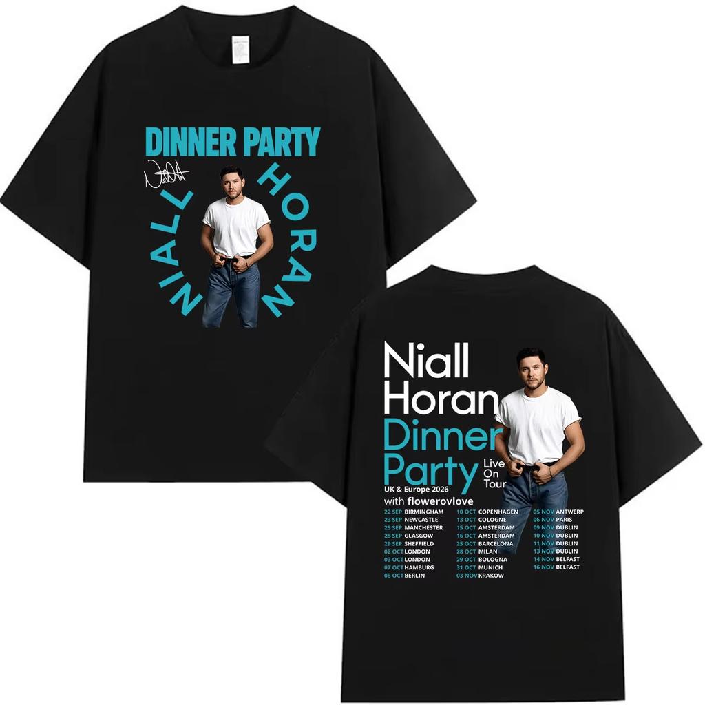 Venta Caliente Niall Horan Fiesta de Cena en Vivo en Gira 2026 Camiseta con Estampado Gráfico Retro Harajuku Hip Hop Hombres Mujeres Camiseta Y2K Algodón Gótico Camiseta Redonda