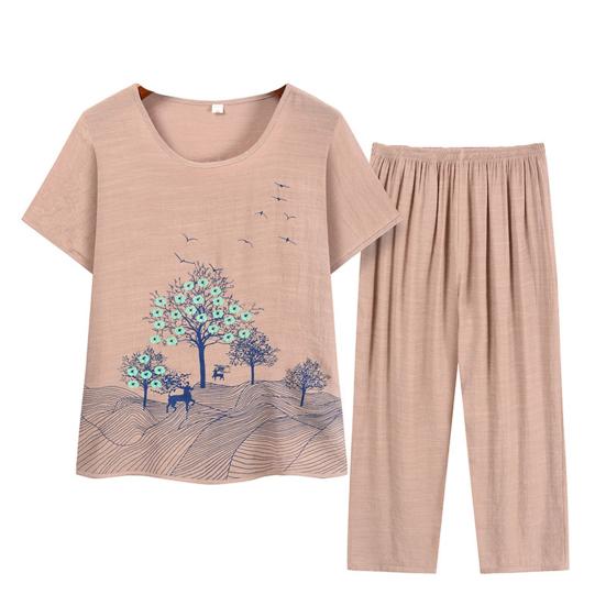 Set 2 bucăți/set pantaloni de top pentru femei, cu gâtul rotund, pulover, pantaloni lungi, cu crotch adânc, imprimeu cu flori