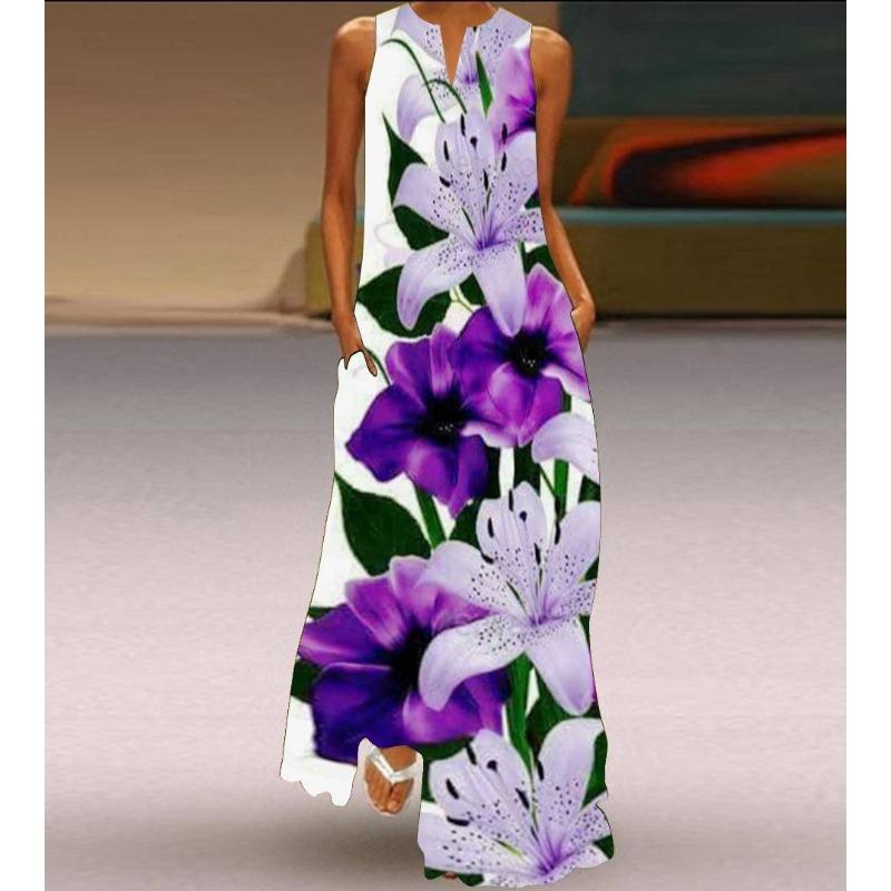 JPNTKY Moda Verão Primavera Sem Mangas Decote V Vestidos Casuais