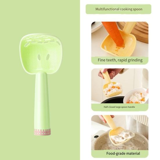 Cartoon Rice Spoon Non-Stick Plastic Rice Spatula Scoop Cooker Food Masher Strainer Spoon Multi-Functional Kitchen Tool for Mashing Fruits Vegetables