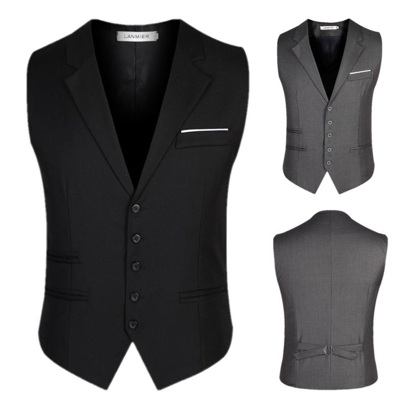 Oblekové vesty pro muže Slim Fit Pánská obleková vesta Pánská vesta Gilet Homme Neformální Bez rukávů Formální Business Sako Plus Size