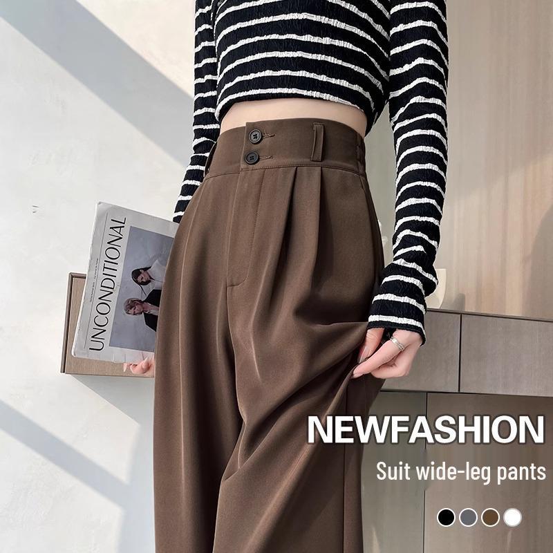 Summer 2025 Women s High-Waist Slim Fit Ice Silk Wide-Leg Pants XL