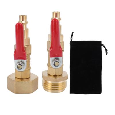 2 szt. Adapter do zimowania RV, mosiężny zawór do wydmuchiwania zimowego z wtyczką szybkozłączną kulowy