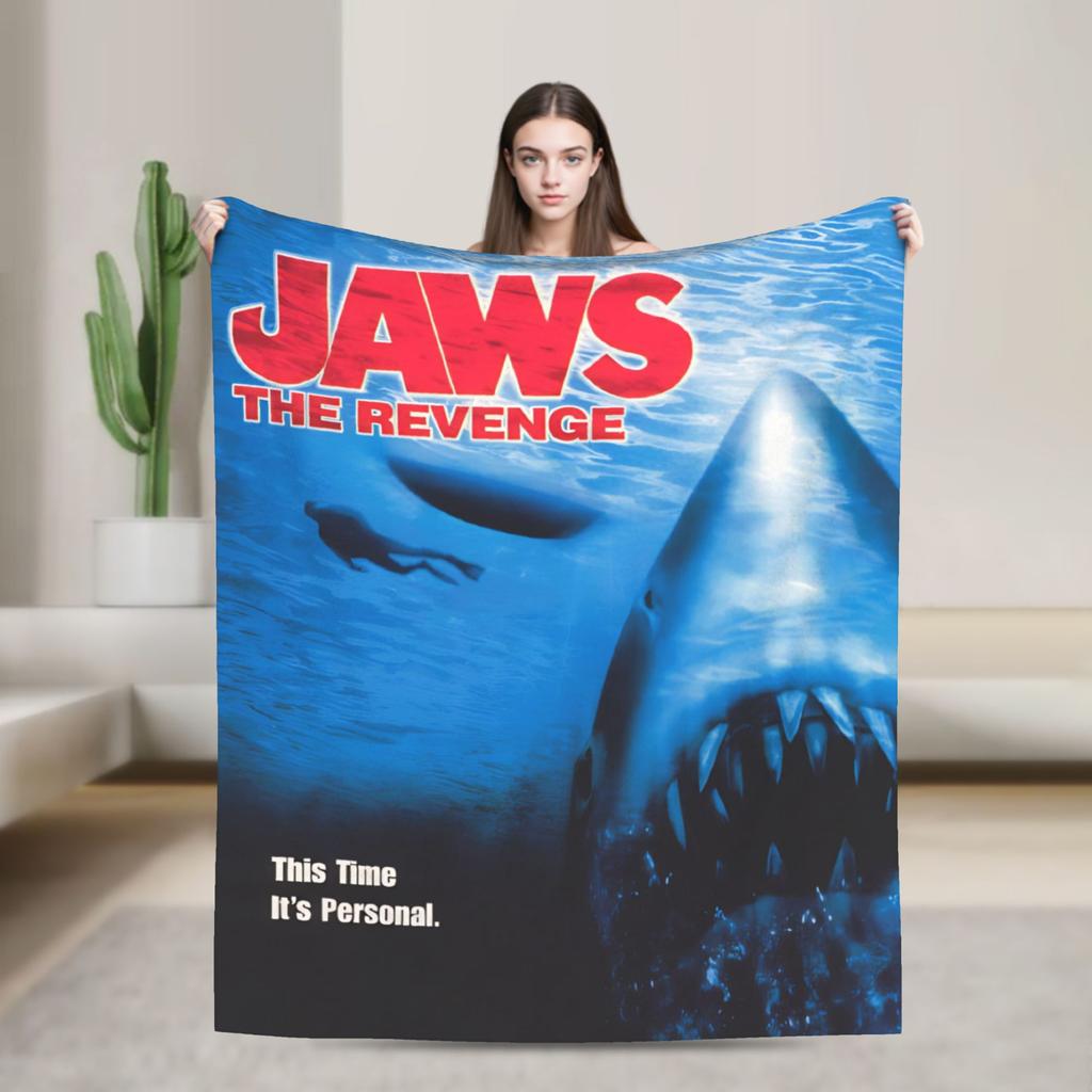 Jaws Shark Wool Blankets 80s Movie Awesome Throw Blanket for Sofa Bedding Lounge 150*125cm Bedspreads