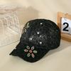 Rhinestone Pearl Flower Lace Baseball Cap, Women Breathable Mesh Adjustable Summer Sun Hat