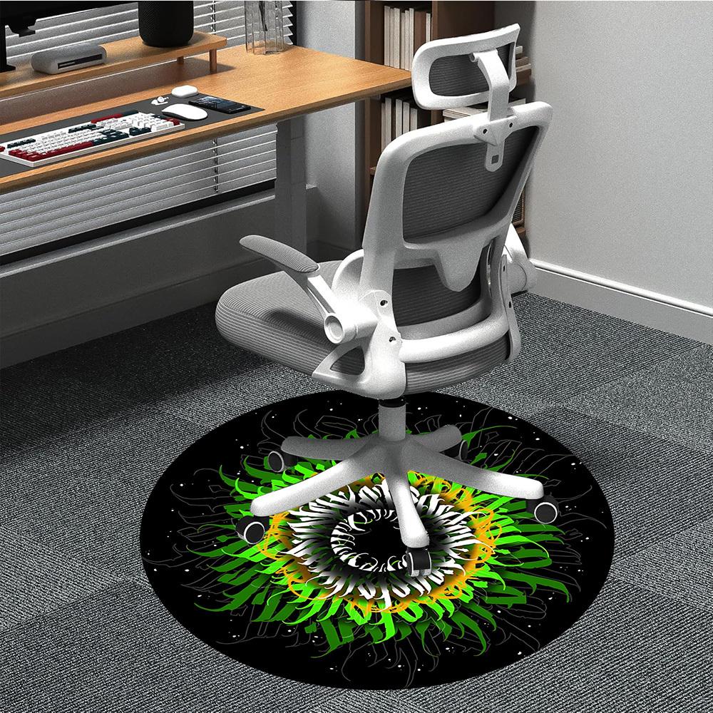 1pc Abstract Artwork Chair Carpet for Office, Round Non Slip Durable Large Size Office Carpet, Suitable for Office