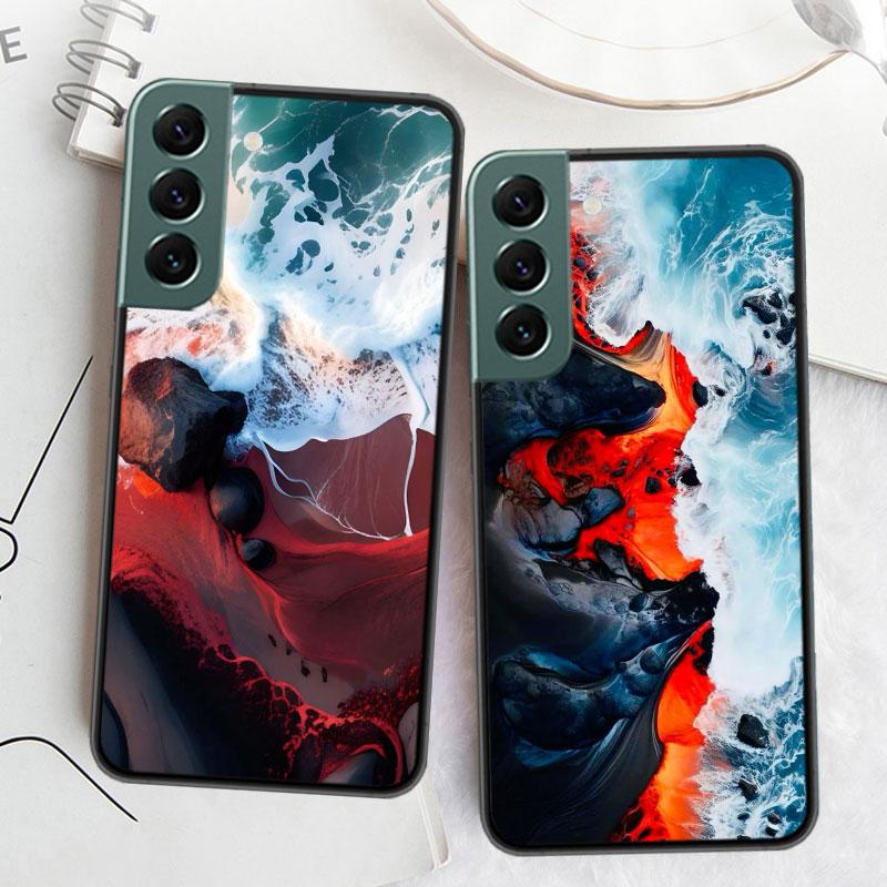 Die Kollision von Lava und Meerwasser Handyhülle Für Samsung Galaxy S22 S25 Ultra S21 S10 Plus S26 Edge S20 S23 S24 FE Hülle Si