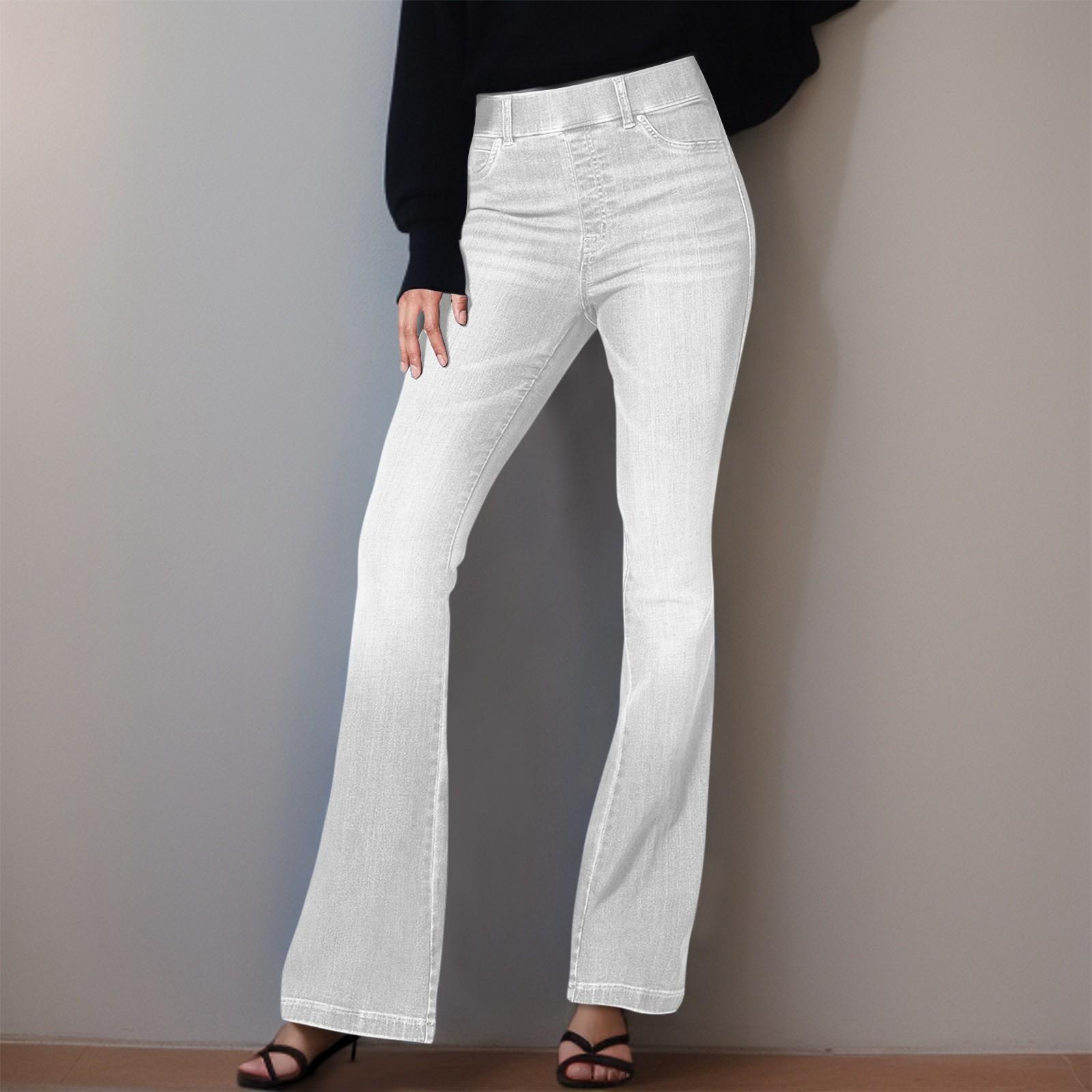 

Женские эластичные расклешенные джинсы без пуговиц Джинсы без застежки Джинсовые брюки Джинсы стандартной посадки XL белый