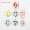 2pcs 304 Stainless Steel Oval Ceramic Pendants With Hand-Painted Tulip Patterns DIY Necklace Charms Jewelry Garment Accessories