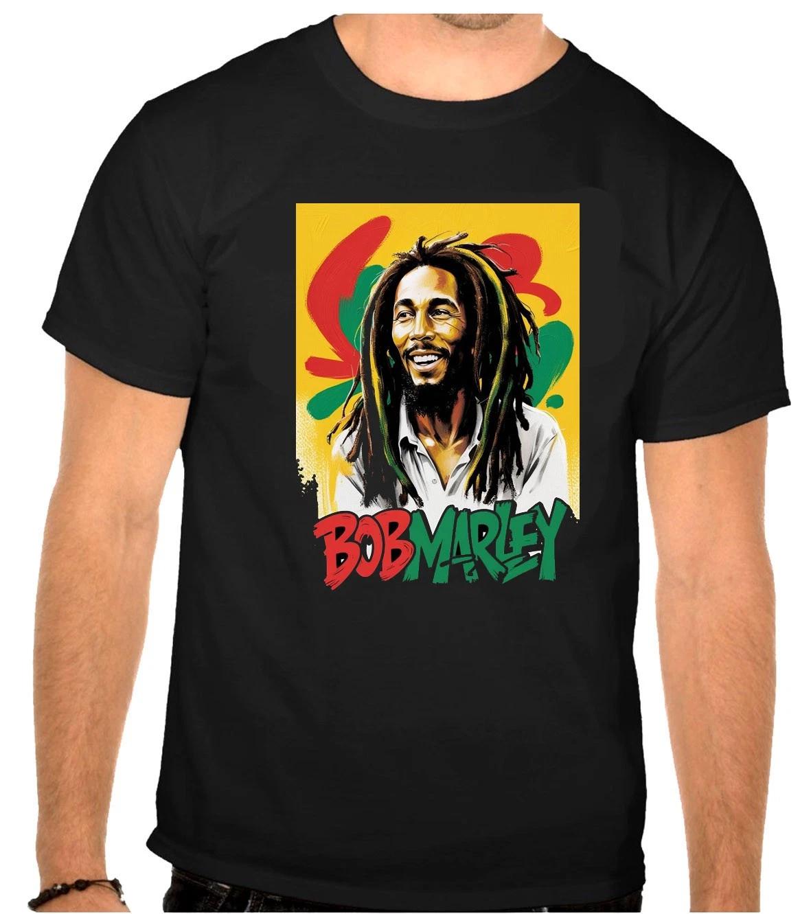

BOB MARLEY RASTA JAMAICA Rock Music Logo Black T-Shirt -1317- L