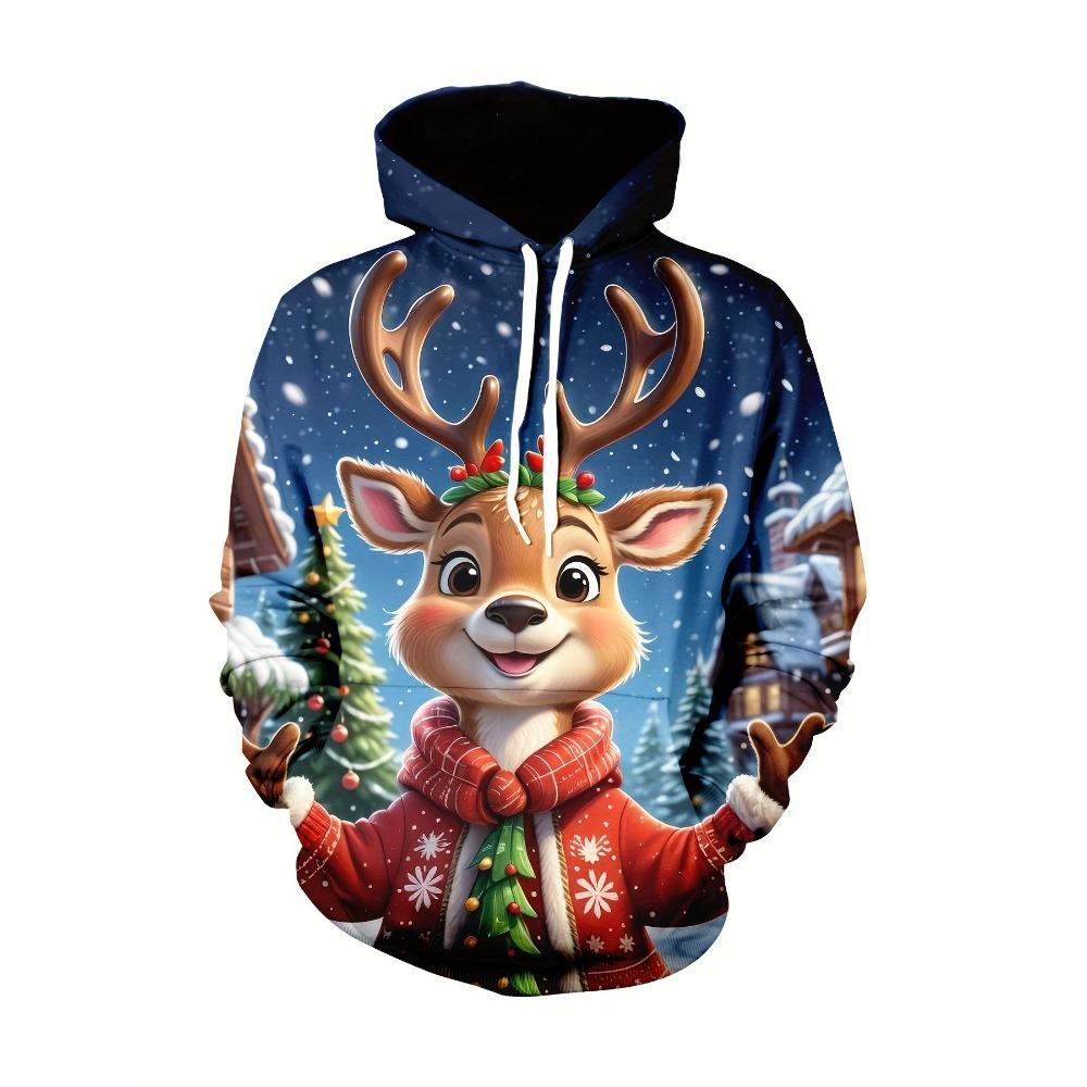 Autumn Winter Christmas Series 3D Digital Printed Men's Women's Loose Fitting Pullover Hoodies Fashionable Cartoon Long Sleeved Hoodies