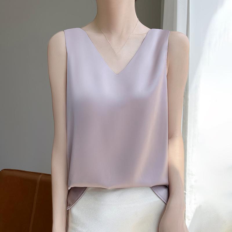 

Літній жіночий жилет new ice silk шовкова шовкова слінга 50% шовк 50% поліефірне волокно дихаюча маленька сорочка XL фіолетовий