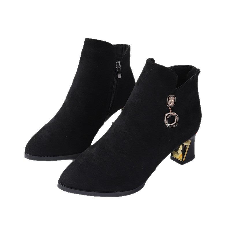 Autumn and winter new fashion boots women's suede boots versatile velvet red high-heeled matte fashion boots mother shoes