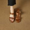 Krazing Pot Mules Cow Skin Thick Heels Peep Toe Street Wear Summer Size 42 Concise Style Elegant Women Sandals