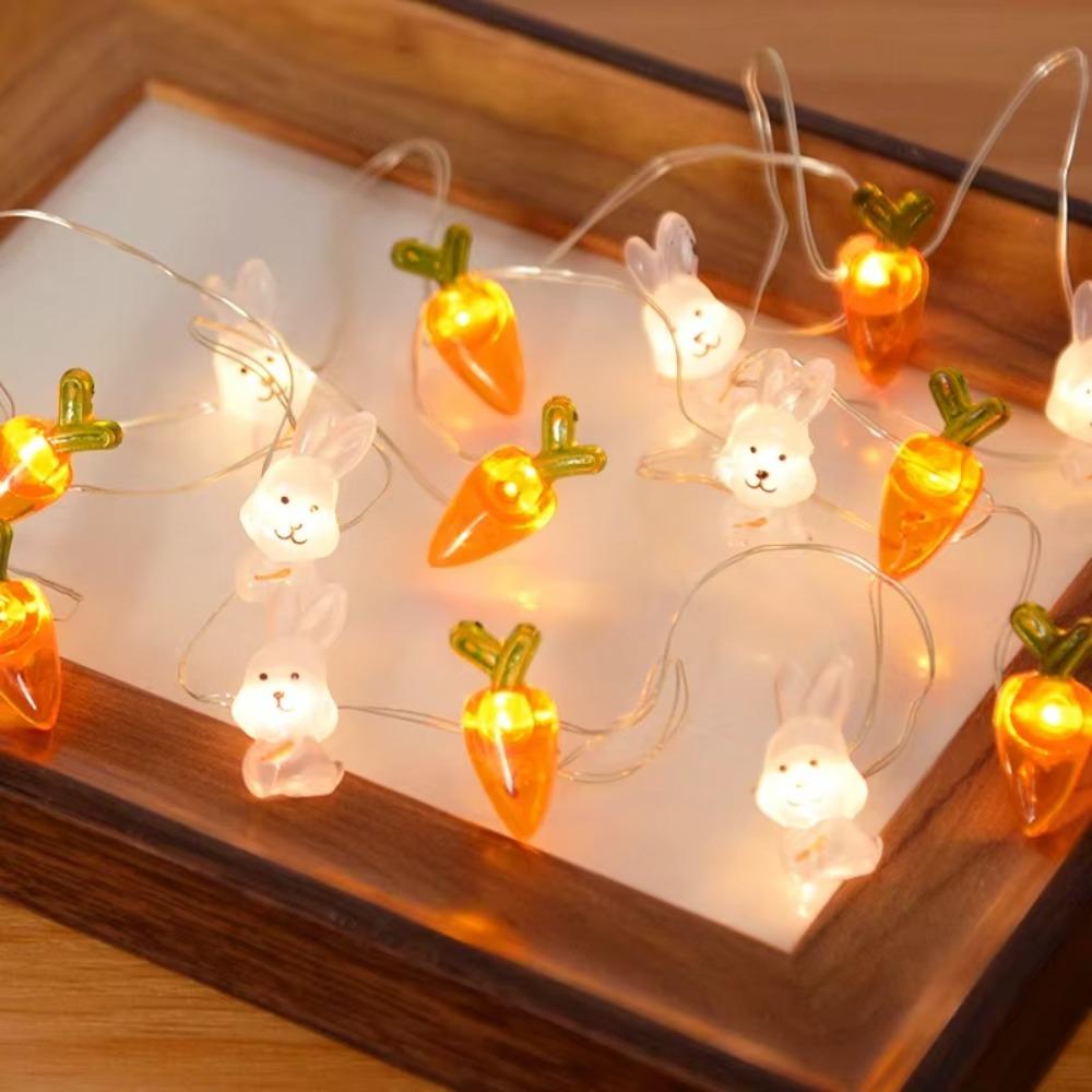 Easter Decoration Bunny Carrot Lanterns Carrot Chick Eggs Fairy Light Garland  Home Party Decor