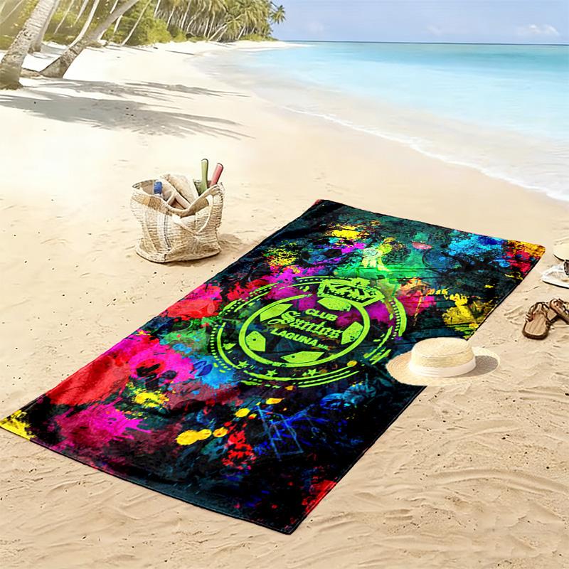Santos Laguna Print Beach Towel, Large Soft Quick Dry Towel for Beach Camping Swimming