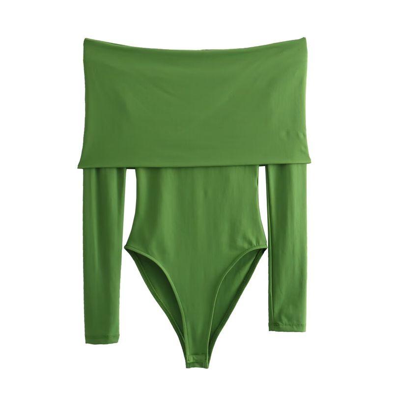 

Araltay Новое поступление Модный стиль Женская одежда Модный Универсальный Минималистичный Комбинезон с открытыми плечами Смесовый Чинлон 3905159 Green L