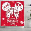 Valentines Day Shower Curtain,Valentine Decor Red Mouse Valentine Shower Curtain Waterproof Cartoon Love Fabric Valentines Bathroom Curtain with