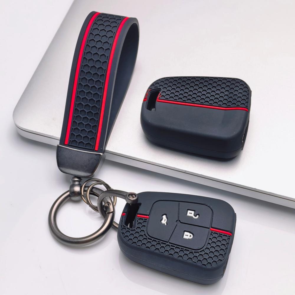 Silicone Key Fob Cover with Keychain for Chevrolet Cruze Aveo Orlando Captiva Spark for Opel Astra J Insignia Corsa D/E Antara Zafira Mokka, 3-button