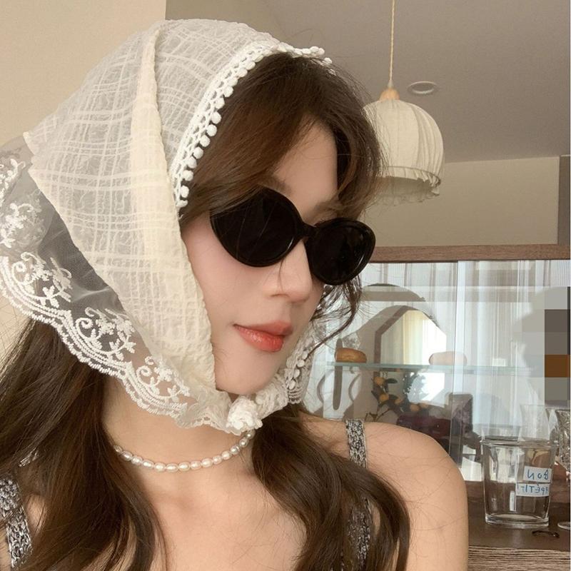 

French Style Lace Plaid Triangle Turban Hairband For Women Girls Sweet Hair Decorate Headband Hair Band Fashion Hair Accessories A1
