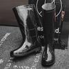 Men's Mid-High Waterproof Rain Boots - Non-Slip Rubber Shoes for Outdoor, Kitchen, or Construction Use