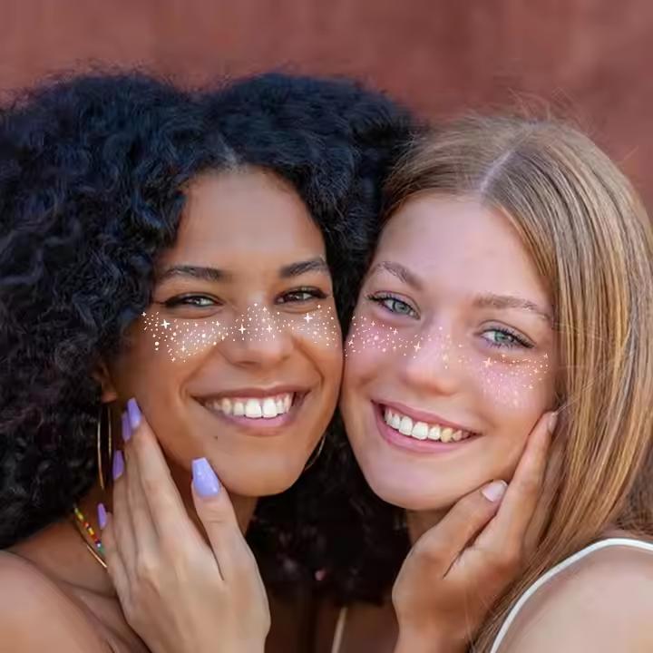Custom Freckles Face Makeup Patches Sticker Temporary Tattoo Glitter Silver Freckles Face Tattoo