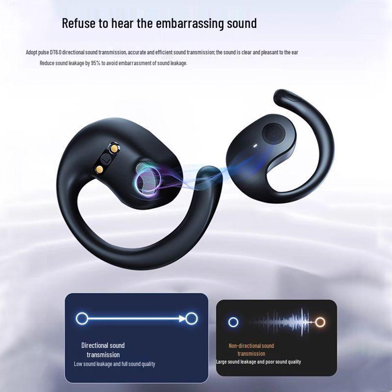T2 Coconut Ball Ear-hook Bluetooth Earphones: Open Design, Long Battery Life, Noise Cancelling, High-Quality Sound for Sports.