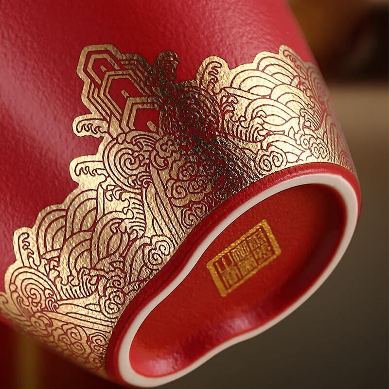 Baizien Festive Palace Red Ceramic Tea Set