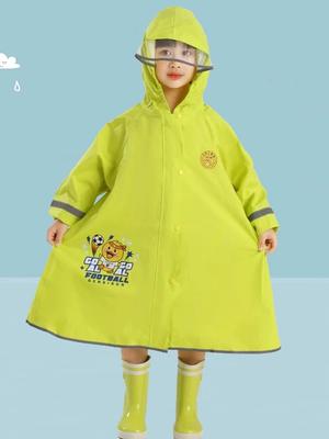 Kindergarten Raincoat for 2-3 Year Old Children, Boys and Girls, Full-Body Cartoon One-Piece Rain Poncho with Backpack Space