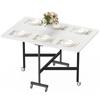 Mobile Folding Table with 6 Casters and Brakes, Foldable Kitchen/dining Table for Small Spaces, White