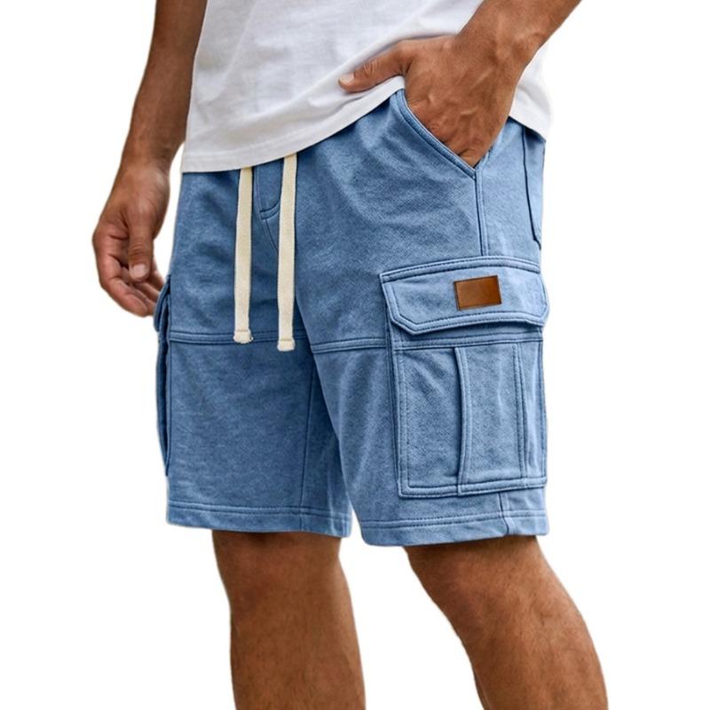 Men Casual Hawaiian Print Cargo Beach Shorts S синий