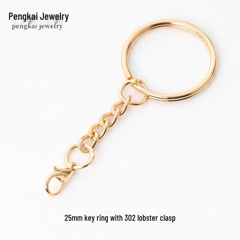DIY Jewelry Accessories: KC Gold Four-Section Chain Keyring for Handmade Keychains