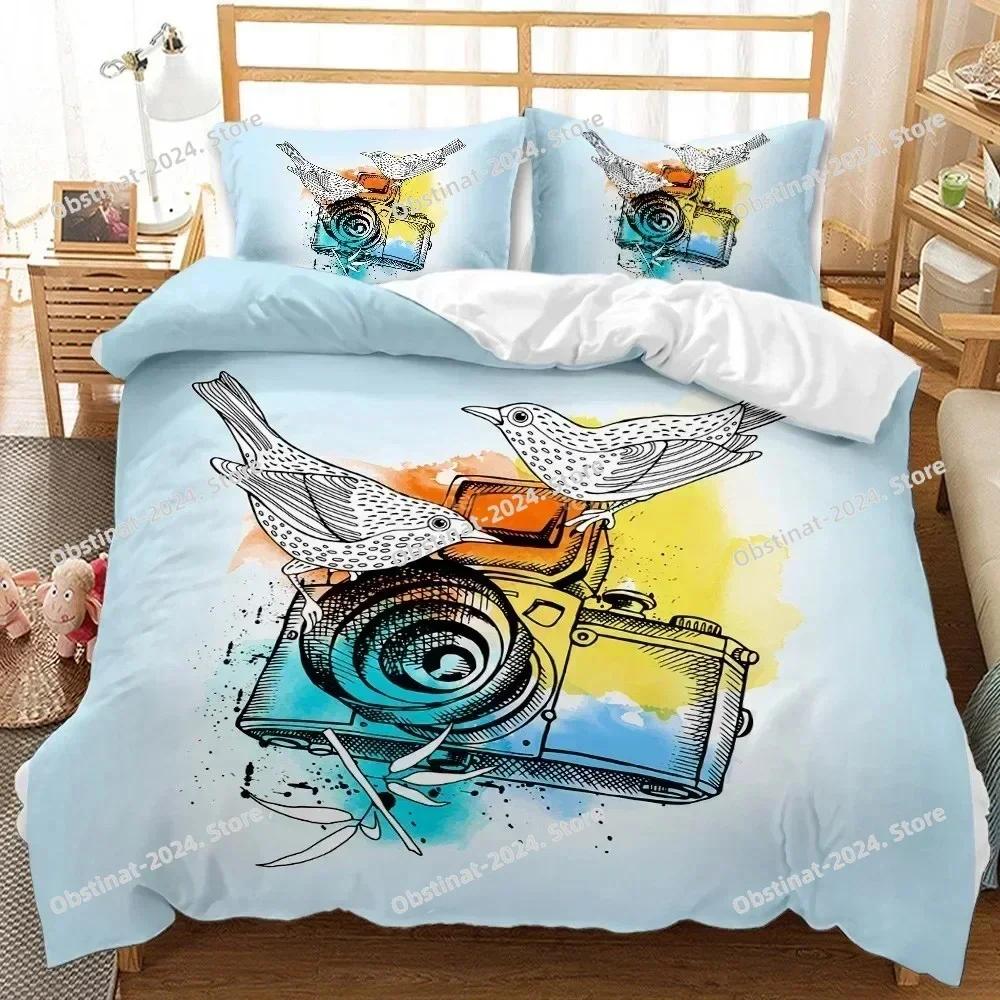 3D Fashion Cartoon Girl Scenery Bedding Set Modern Printed Comforter Quilt Duvet Cover Pillow Case 3 Pieces Sets Kids Adult Size